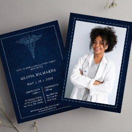 Invitación Elegante Escuela de Medicina Azul de la Marina