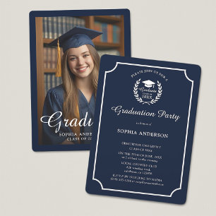 Invitación Elegante escuela de posgrado azul de la Marina Emb