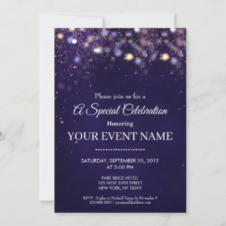 Invitación Elegante esfera circular de azul marino y oro de l