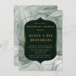 Invitación Elegante Esmeralda Verde Dorado Marco Brudesmaids 