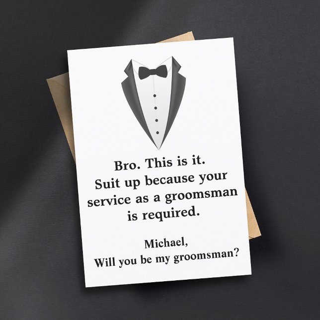 Invitación elegante esmoquin minimalista groomsman (Subido por el creador)