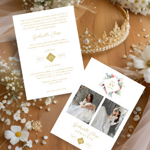 Invitación Elegante Español Forma Moderna De Floral De Diaman