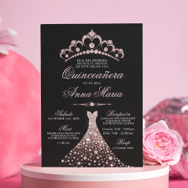 Invitación Elegante español Quinceañera Mis Quince Pink