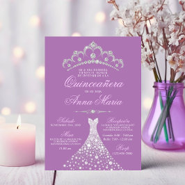 Invitación Elegante Español Quinceañera Mis Quince Púrpura