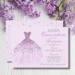 Invitación Elegante Español Quinceañera Mis Quince Púrpura<br><div class="desc">Invitaciones de Quinceañera Mis Quince Anos modernas y elegantes. Purpurina diamante tiara / corona y vestido / vestido. Lavanda de color claro y violeta con colores azules. Tarjetas de plantilla fáciles de editar. Perfecto para la fiesta de cumpleaños 15 chicas.</div>