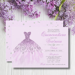 Invitación Elegante Español Quinceañera Mis Quince Púrpura