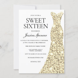 Invitación Elegante Esparkle dorado Dulce 16 Invite