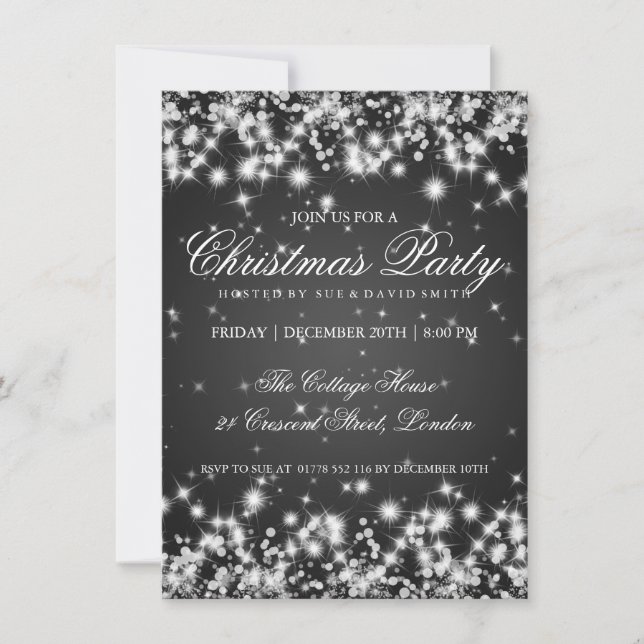Invitación Elegante espárrago invernal 2 negro (Anverso)