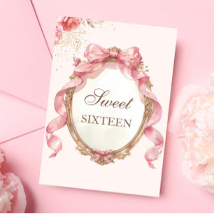 Invitación Elegante Espejo Floral Cumpleaños Dulce 16