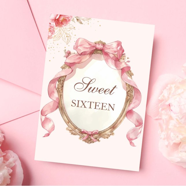 Invitación Elegante Espejo Floral Cumpleaños Dulce 16 (Subido por el creador)