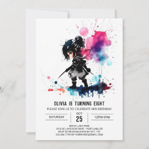 Invitación Elegante espía Ninja Chica Digital Cumpleaños