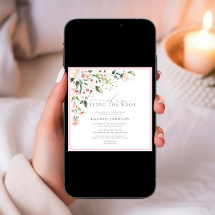 Invitación Elegante está atando la ducha de flores rosadas Kn