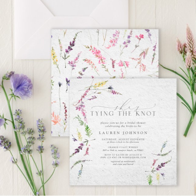 Invitación Elegante está atando la ducha de flores silvestres (Subido por el creador)