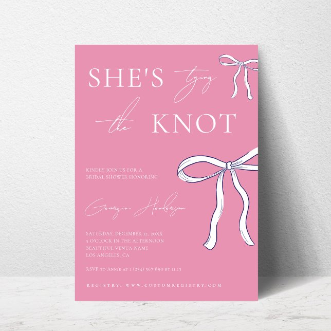 Invitación Elegante, está atando la ducha de novia rosa Knot (Subido por el creador)