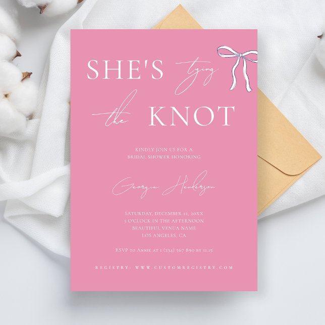 Invitación Elegante, está atando la ducha de novia rosa Knot (Subido por el creador)