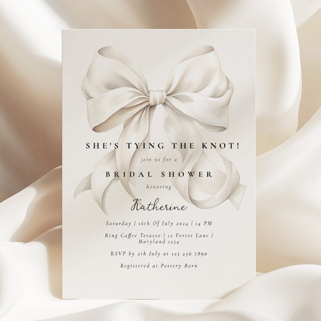 Invitación Elegante, está atando la ducha de novias Knot Bow (Subido por el creador)