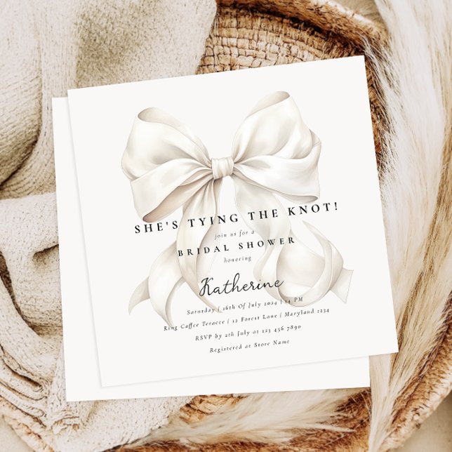 Invitación Elegante, está atando la ducha de novias Knot Bow (Subido por el creador)
