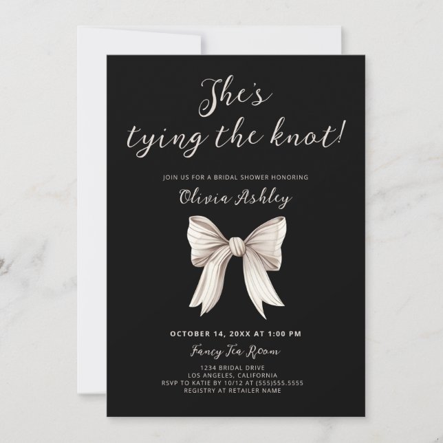 Invitación Elegante está atando la ducha nupcial (Anverso)