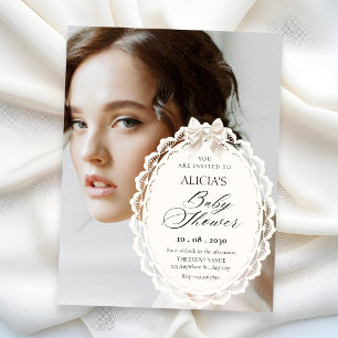 Invitación Elegante estética coqueta foto baby shower