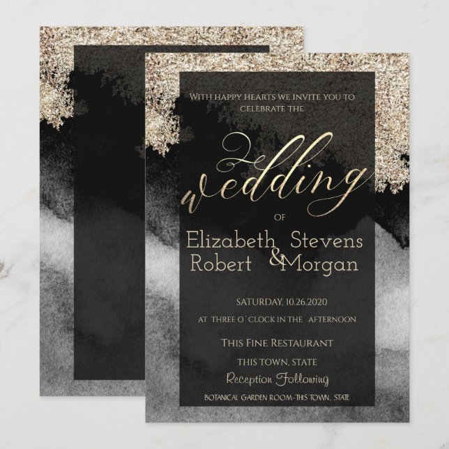 Invitación Elegante Estilizado Chic Boda (Anverso / Reverso)