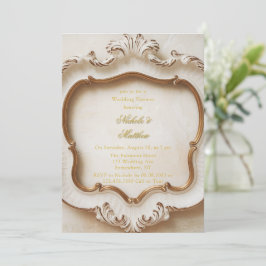 Invitación Elegante estilo barroco Boda de oro blanco