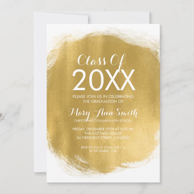 Invitación Elegante estilo de pintura de oro de la fiesta de  (Anverso)