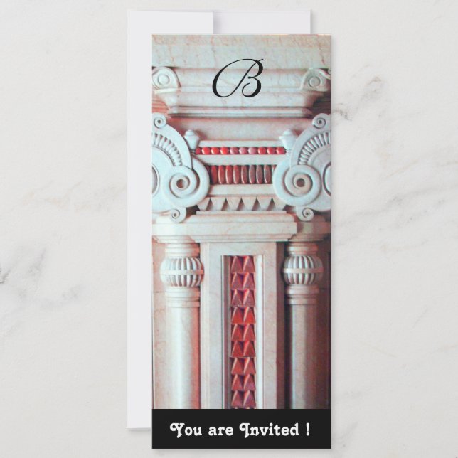 Invitación ELEGANTE ESTILO DECORACIÓN ,rojo blanco negro (Anverso)