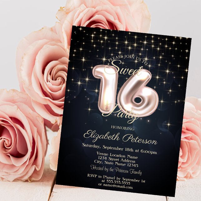 Invitación Elegante estilo Estrellas Dulce 16 (Subido por el creador)