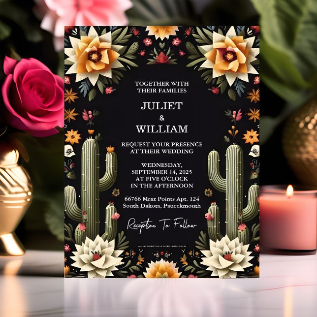 Invitación Elegante estilo Fiesta Cactus Boda floral mexicano (Subido por el creador)