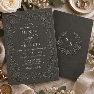 Invitación Elegante Estilo Floral Embossado Boda Ornata