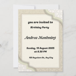 Invitación Elegante estilo geométrico islámico beige cumpleañ