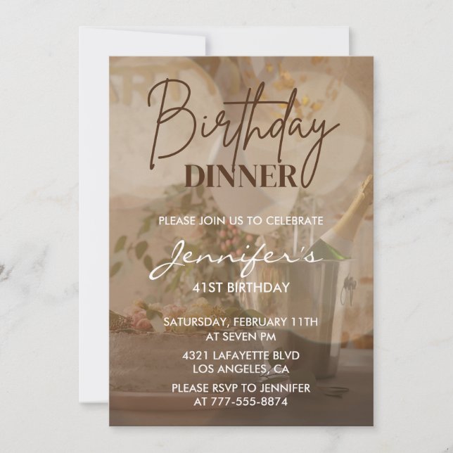 Invitación Elegante estilo moderno Bubbly Champagne 41 cumple (Anverso)