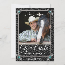 Invitación Elegante Estilo Occidental De Leather Photo Gradua