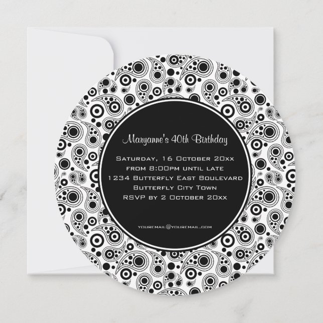 Invitación Elegante estilo paisajista negro y blanco Cumpleañ (Reverso)