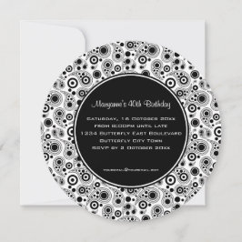 Invitación Elegante estilo paisajista negro y blanco Cumpleañ