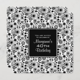 Invitación Elegante estilo paisajista negro y blanco Cumpleañ