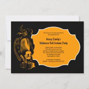 Invitación Elegante estilo Regencia Skeleton Halloween Grand