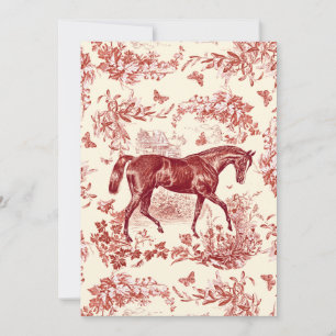 Invitación Elegante Estilo Toile Floral Rojo Rústico Vintage