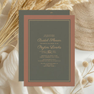 Invitación Elegante Estiloso Óxido de Moho Verde Otoño Nupcia