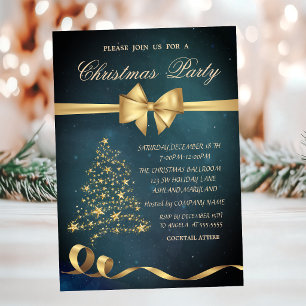 Invitación Elegante Estrella de árbol de Navidad de oro Arco