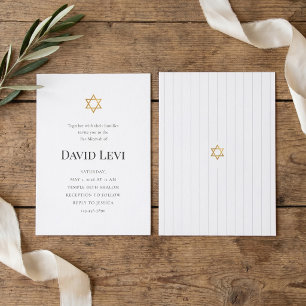 Invitación Elegante Estrella de David dorada para Bar Mitzvah