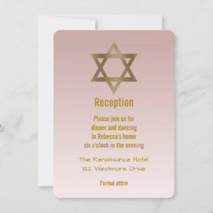 Invitación Elegante estrella dorada de la recepción de David 