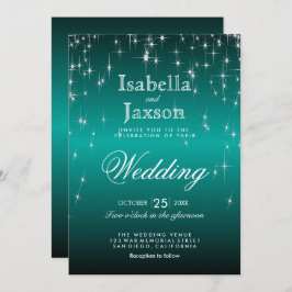 Invitación Elegante estrella Verde azulada enciende la invita