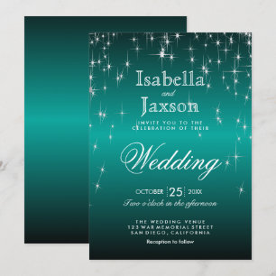 Invitación Elegante estrella Verde azulada enciende la invita