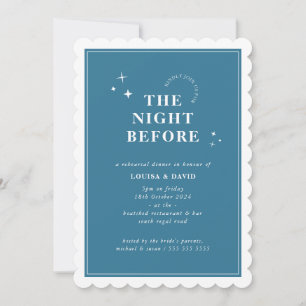 Invitación ELEGANTE estrellas simples ensayar cena denim azul