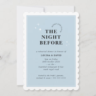 Invitación ELEGANTE estrellas simples ensayo cena azul pálido