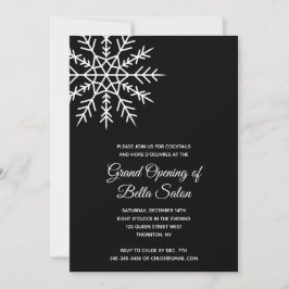 Invitación Elegante estreno de copos de nieve negro de vacaci