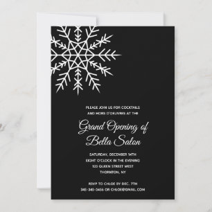 Invitación Elegante estreno de copos de nieve negro de vacaci