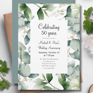 Invitación Elegante Eucalipto 50 aniversario de la boda
