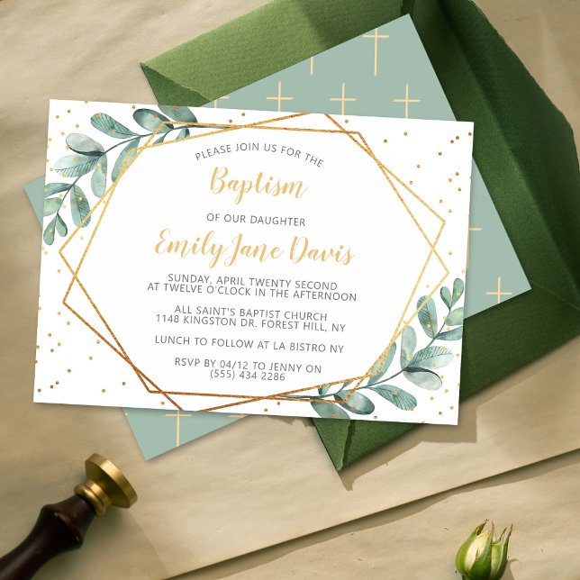 Invitación Elegante Eucalipto Bautismo O Cristalización (Subido por el creador)
